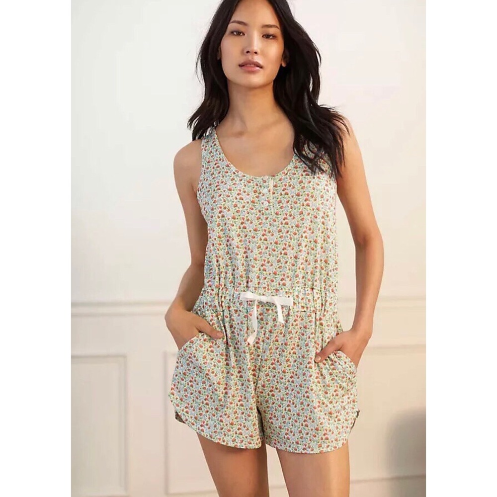 Anthropologie Roller Rabbit Liberty Floral Print Soft Shorts Romper Medium-Large
